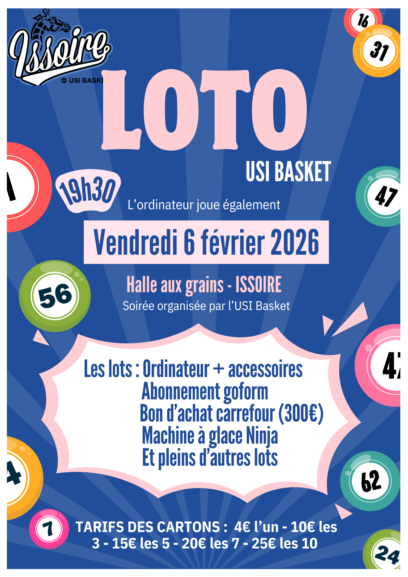 Affiche Annonce Soirée Loto Moderne Illustré Coloré